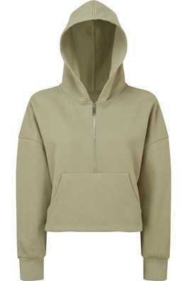 Half Zip Womens Hoodie - Sage Green