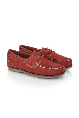 Pippa Womens Premium Leather Deck Shoes - Red