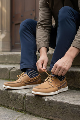Harvard Mens Premium Leather Casual Shoes - Tan