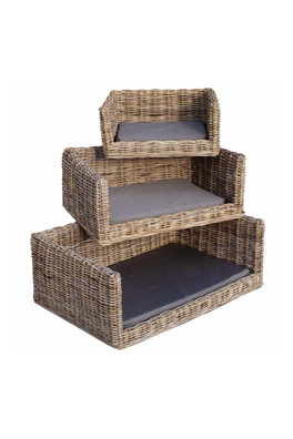 Luxury Rattan Dog Sofa Bed - Grey