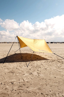 Sun Tarp with Awning Poles 100% Recycled Polyester - Orange