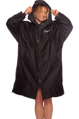 Tech Unisex Water Sport Robe - Black And Petrol Blue