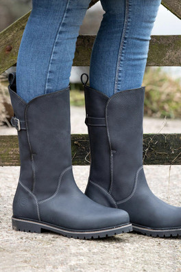 Quebec Womens Waterproof Leather Boots - Navy