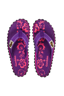 Islander Womens Flip-Flops - Purple Hibiscus
