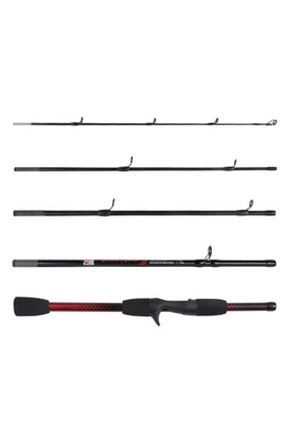 Rucksack Baitcast Compact Travel Fishing Rod+Case - Black