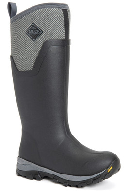 Arctic Ice Womens Tall Wellingtons - Black/Grey Geometric