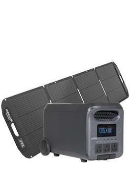3000W Solar Generator with 220W Solar Panel - Black