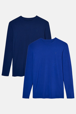 Mens Two-Pack Bamboo Long Sleeve Base Layers - Royal Blue and Navy