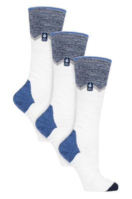 Womens Ultra Lite Long Thermal Ski Socks 3-Pack - Cream Zig Zag
