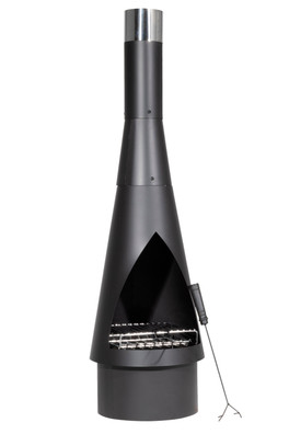 Chiminea Wood Burner, Conical Outdoor Fireplace - Black