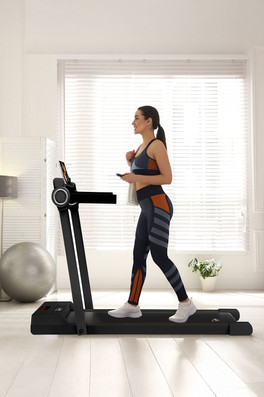 2 in 1 Walking & Running Pad Treadmill with Rails - Black