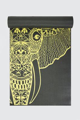 Designed Sticky Yoga Mat 6mm - Yellow Elephant