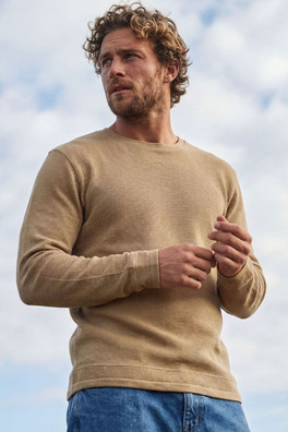 Men's Waffle Knit Jumper - Sand