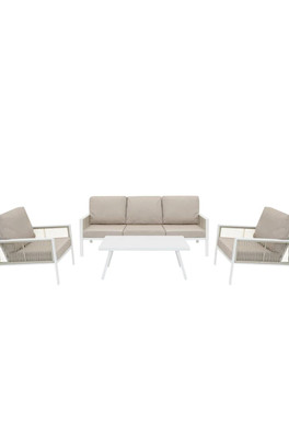 Aluminium 4 Piece Sofa Set - White