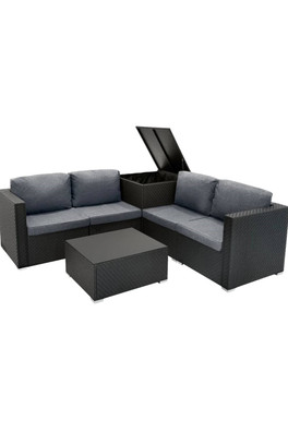Rattan Modular 6 Piece Furniture Set - Black