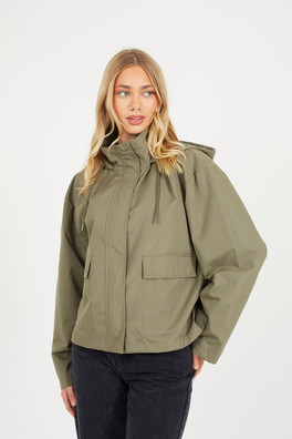 Short Womens Coated Jacket - Light Khaki