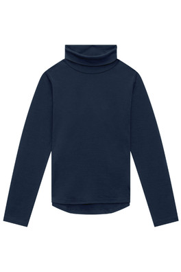 Kids Merino Polo Neck Top - French Navy