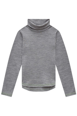 Kids Merino Polo Neck Top - Grey Marle