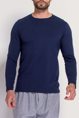 Mens 100% Organic Cotton Long Sleeve T-shirt - Maritime Navy