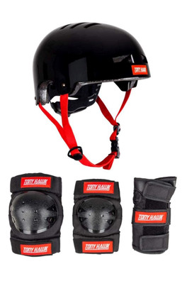Junior Protective Helmet & Pad Combo - Black