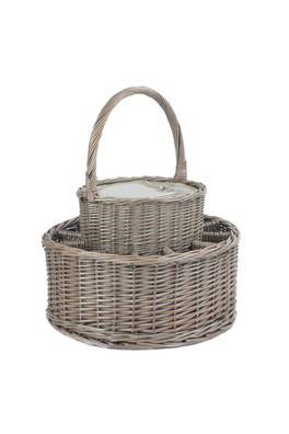 Chilled Drinks Picnic Basket - Grey