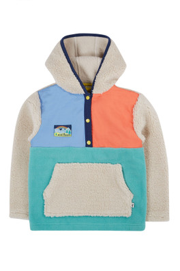Kids 100% Recycled Polyester Colour Block Fleece - Moss/Multi Colourblock