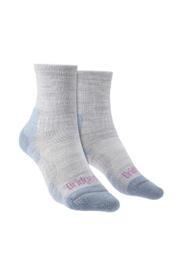 Womens Hiking Lightweight Merino Crew Socks - Grey / Smoky Blue