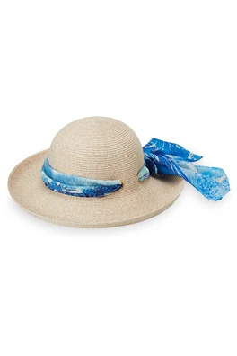 Lady Jane Womens UPF50+ Sun Hat - White/Beige Wave