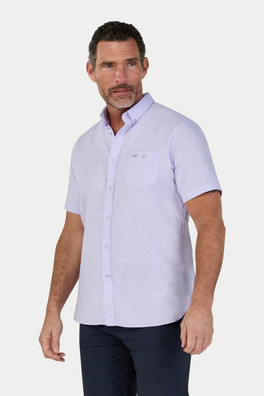 Classic Short Sleeve Linen Mens Shirt - Lilac