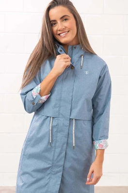 Pippa Womens Waterproof Coat - Soft Denim