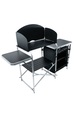 Portable Camping Kitchen, Aluminium Frame - Black