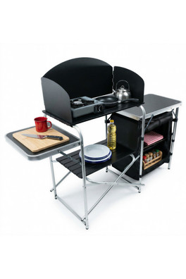 Portable Camping Kitchen, Aluminium Frame - Black