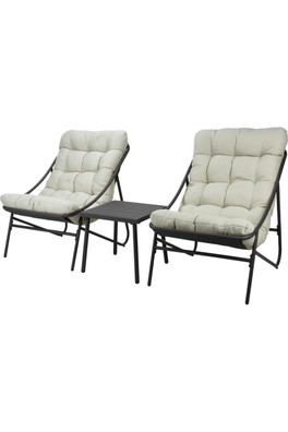 3 Piece Sling Bistro Garden Set - Black / Beige