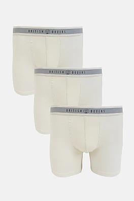 Mens 3 Pack Stretch Trunks - Cricket White