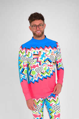 Nuts Cracker Mens Baselayer Top - Pink/White/Blue