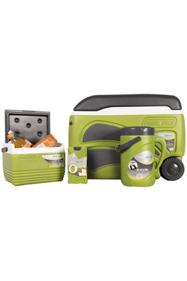 Pinnacle Wheelie Cool Box 5 Piece Set 45L-100Hour - Green, Black, White