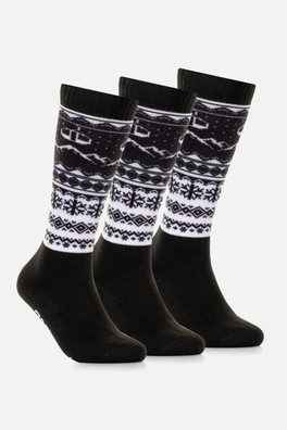Pro Tech Plus Womens Ski Sock 3 Pack - Black Fairisle