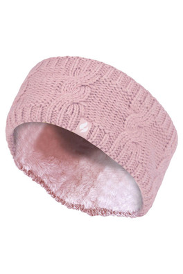 Womens Fleece Lined Thermal Ear Warmer Headband - Light Pink