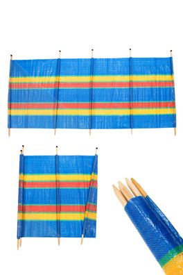 5 Pole Beach Windbreak (145 x 280cm) - Blue