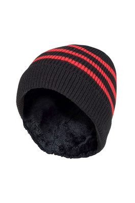 Kids Rib Bobble Pom Pom Hat - Black