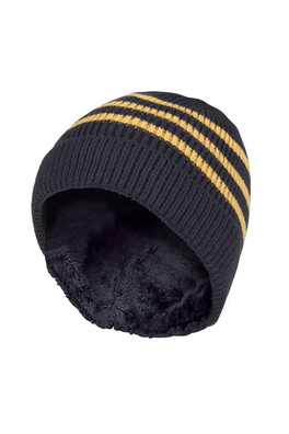 Kids Rib Bobble Pom Pom Hat - Navy