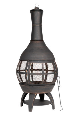Deluxe 360° Chiminea Fire Pit - Antique Bronze Effect