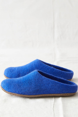 Mens Felt Suede Sole Mule Slippers - Marrakesh Blue