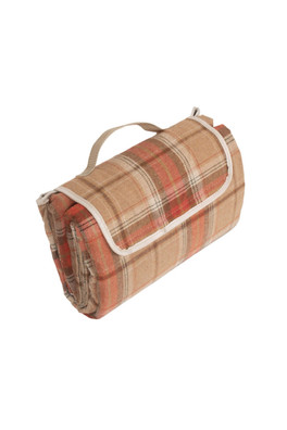 Burnt Orange Tartan Picnic Rug - Orange