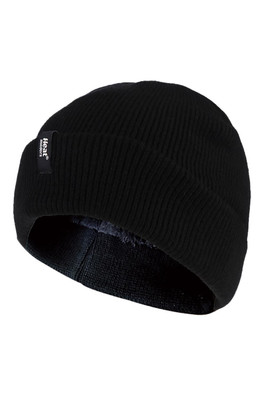 Mens Thermal Turn Over Beanie Hat - Black