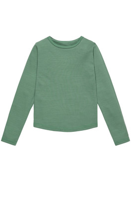 Kids Long Sleeve Merino Top - Emerald Green