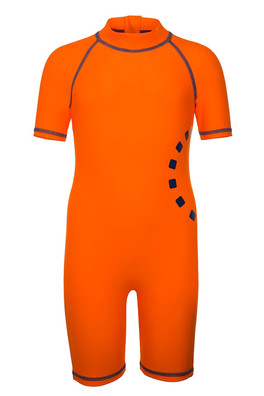 Kids Short All In One Swimsuit - Orange/Blue