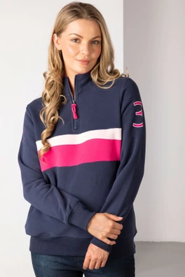 Bramham Womens Stripe Sweatshirt - Navy/Bonbon