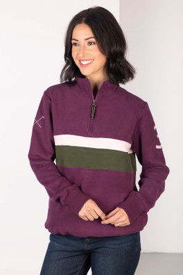 Bramham Ladies Stripe Sweatshirt - Dark Berry