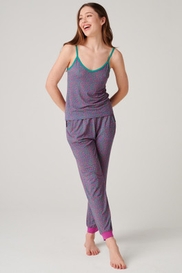 Womens Bamboo Camisole Pyjama Set - Spectra Leopard